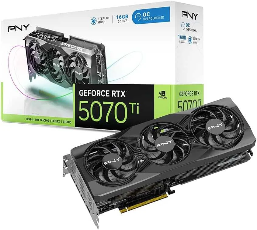 Vaizdo plokštė Pny Technologies PNY GeForce RTX 5070 Ti OC leidimas, 16384 MB GDDR7