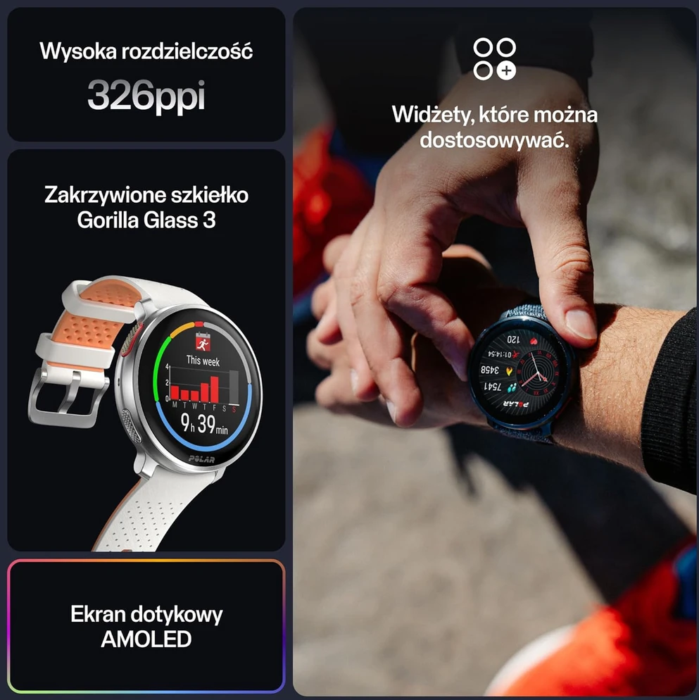 Išmanusis laikrodis Polar Vantage V3 S/L. Sidabrinės spalvos korpusas su pilkos spalvos dirželiu