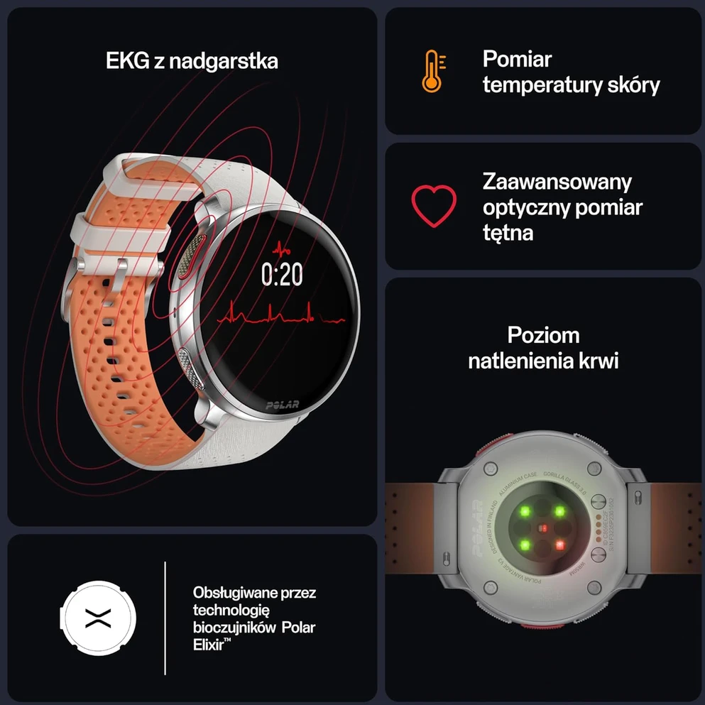 Išmanusis laikrodis Polar Vantage V3 S/L. Sidabrinės spalvos korpusas su pilkos spalvos dirželiu
