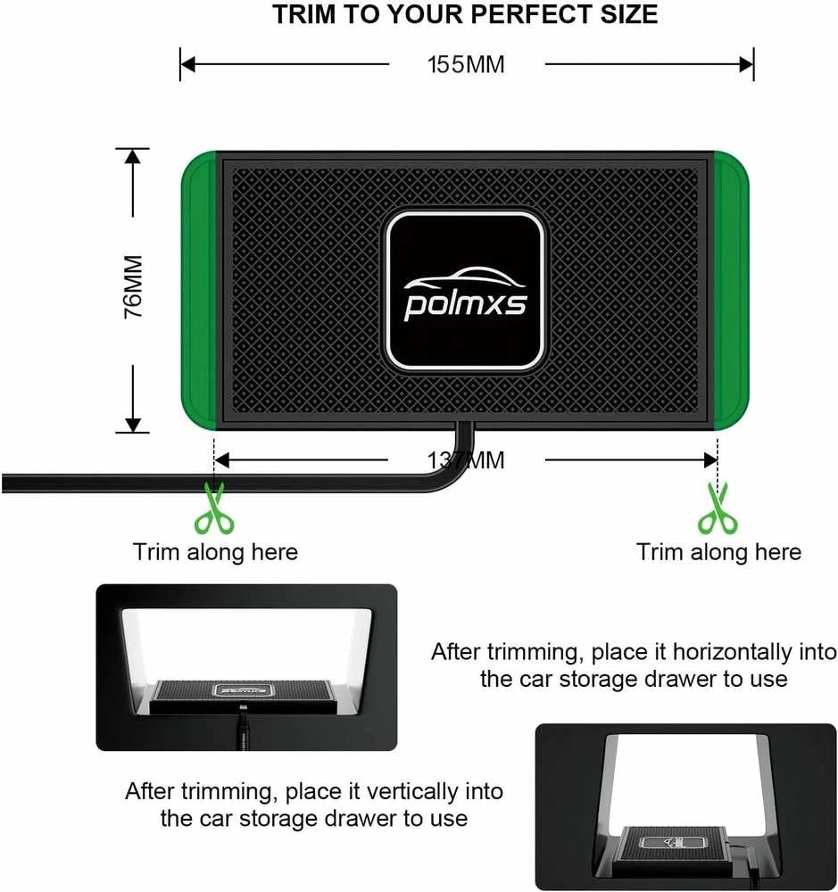 Polmxs 15 W automobilinė belaidė įkrovimo kilimėlio tipo stotelė su QC3.0, 30 cm kabelis