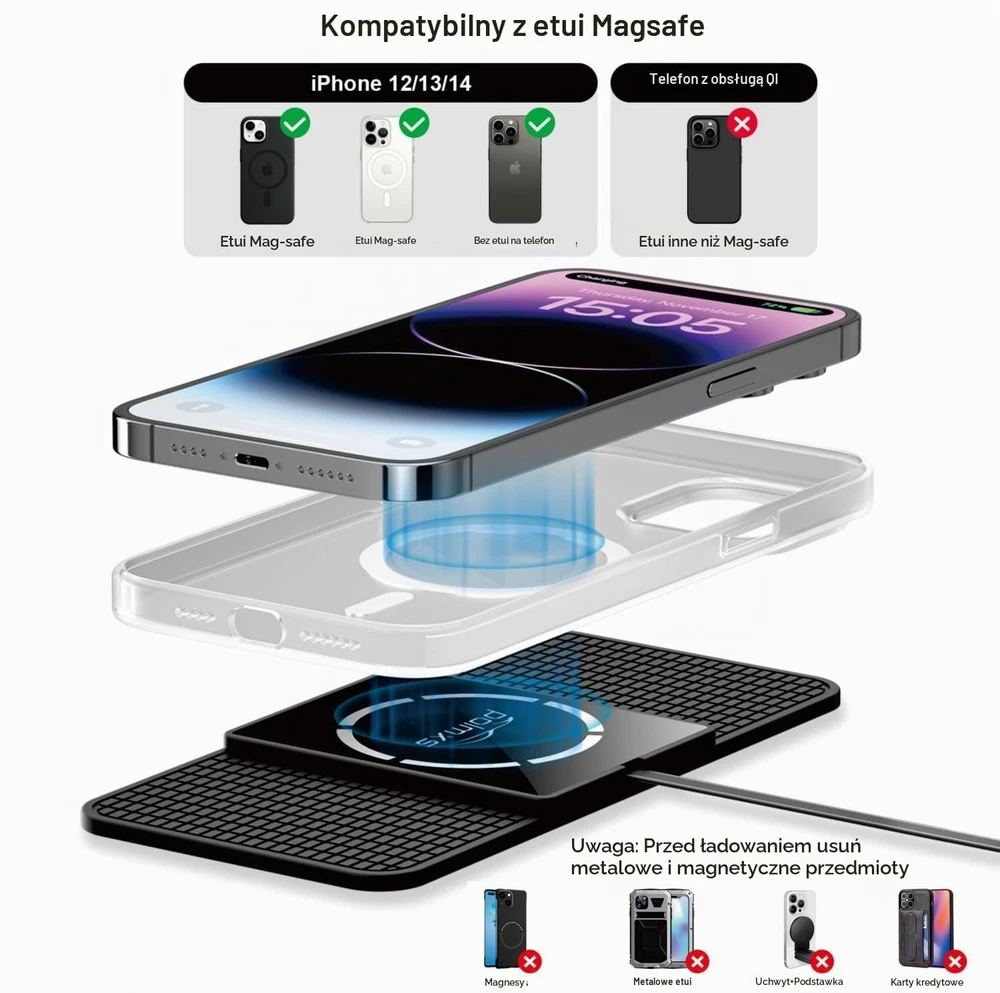 polmxs magnetinis belaidis automobilinis įkroviklis 15 W MagSafe USB-C C11
