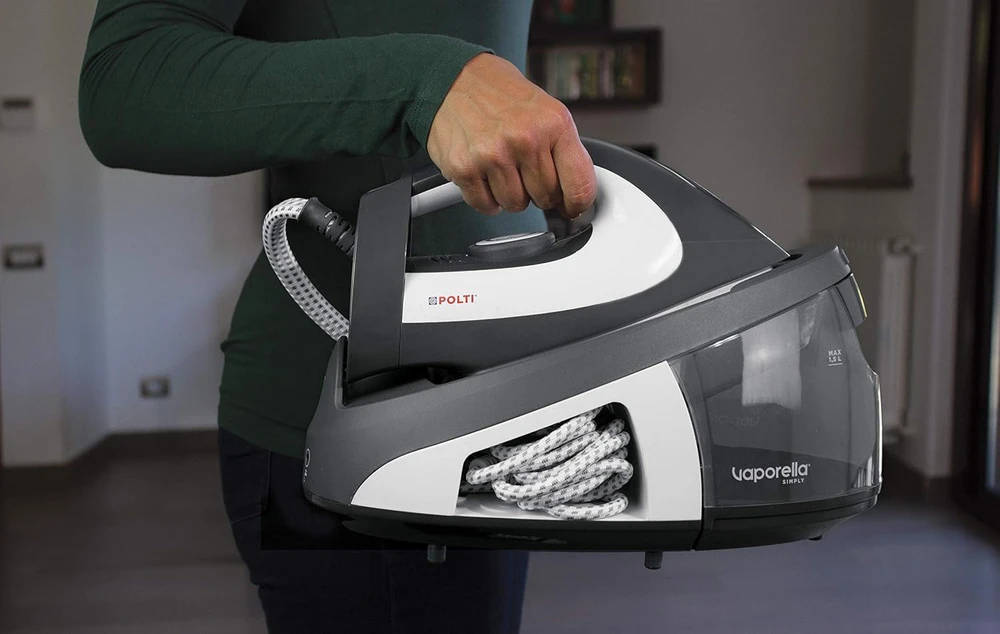 Polti | PLEU0239 Vaporella Simply VS10.12 | Steam generator iron | 1.5 L | bar | 2200 W | Vanduo tank capacity ml | Calc-clean function | Pilkas/Baltas | Auto power off | Vertical steam function