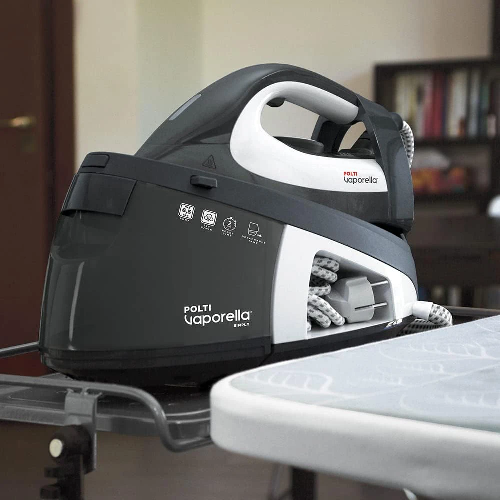 Polti | PLEU0239 Vaporella Simply VS10.12 | Steam generator iron | 1.5 L | bar | 2200 W | Vanduo tank capacity ml | Calc-clean function | Pilkas/Baltas | Auto power off | Vertical steam function