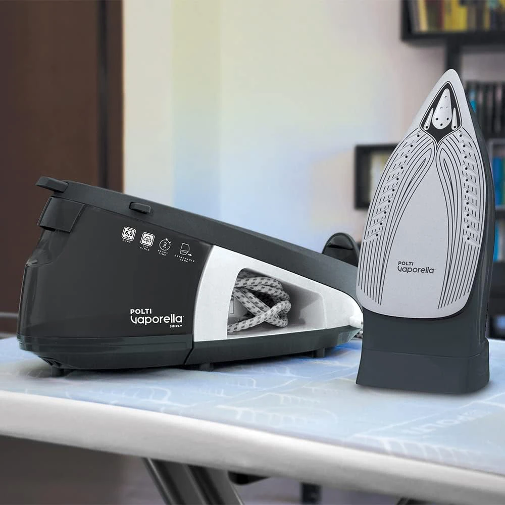 Polti | PLEU0239 Vaporella Simply VS10.12 | Steam generator iron | 1.5 L | bar | 2200 W | Vanduo tank capacity ml | Calc-clean function | Pilkas/Baltas | Auto power off | Vertical steam function