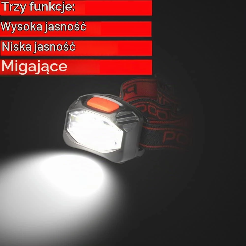 POLYPOOL LED galvos žibintuvėlis, 3 W, 180 lm, 3 režimai, PP3156