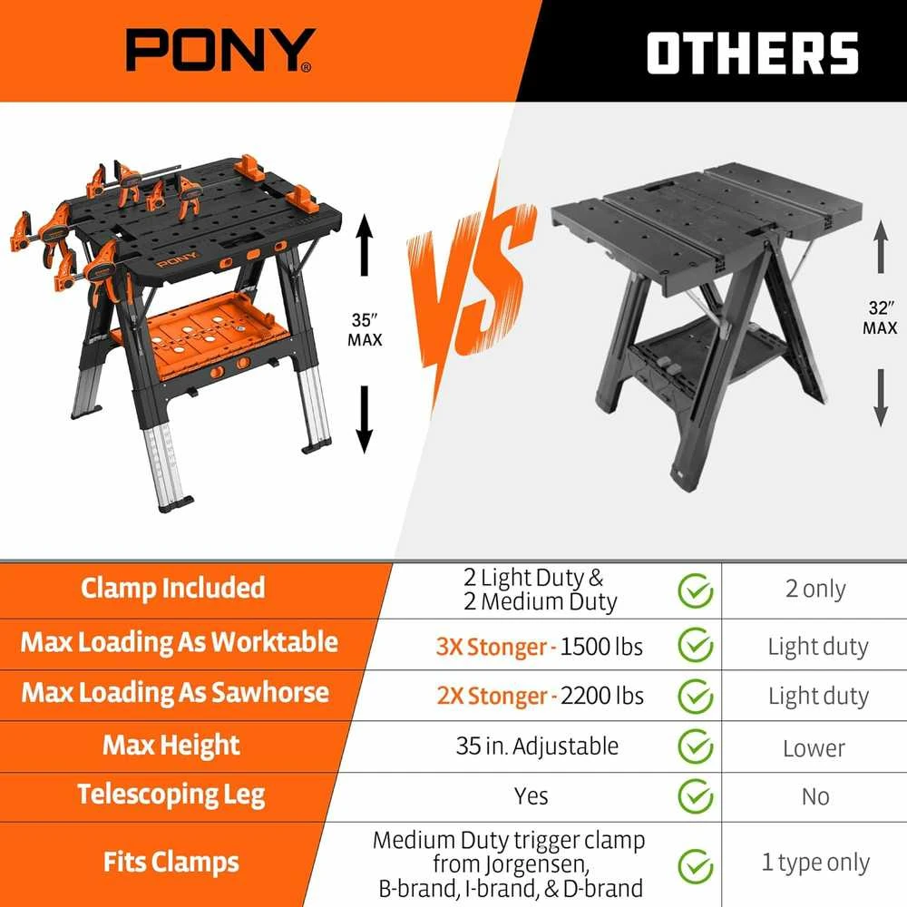 PONY Darbastalis su 2 spaustukais