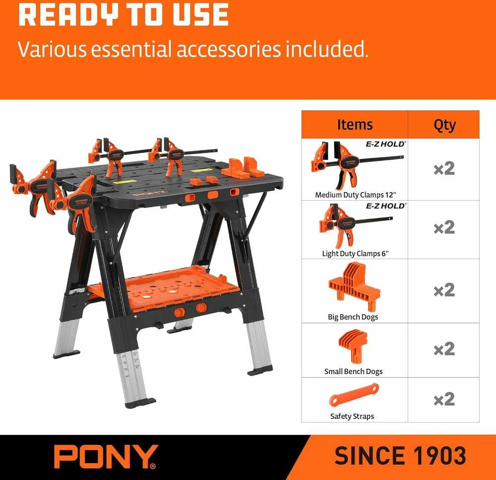 PONY Darbastalis su 2 spaustukais