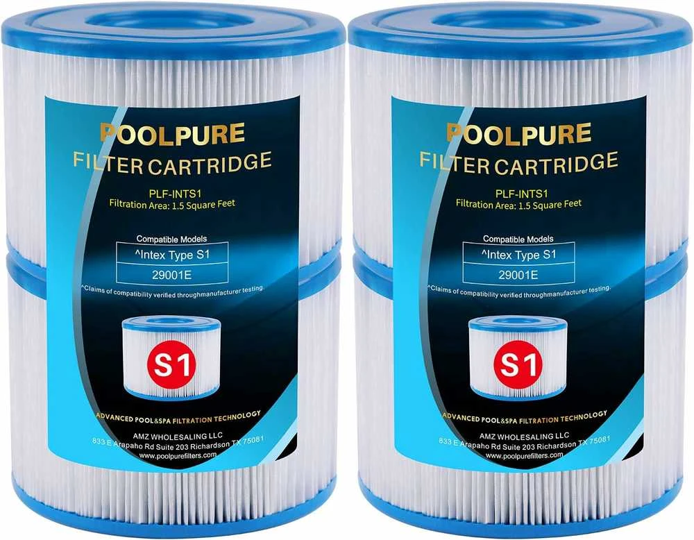 POOLPURE baseino filtro kasetės S1 PureSpa, 4 vnt., 10,8 x 10,8 x 7,5 cm, PLF-INTS1