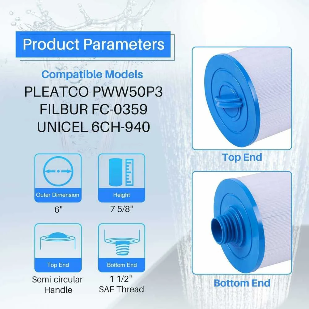 POOLPURE spa filtrai su vaistų dėžute, keičiamas Unicel 6CH-940 PWW50P3 Filbur FC-0359, 2 vnt.