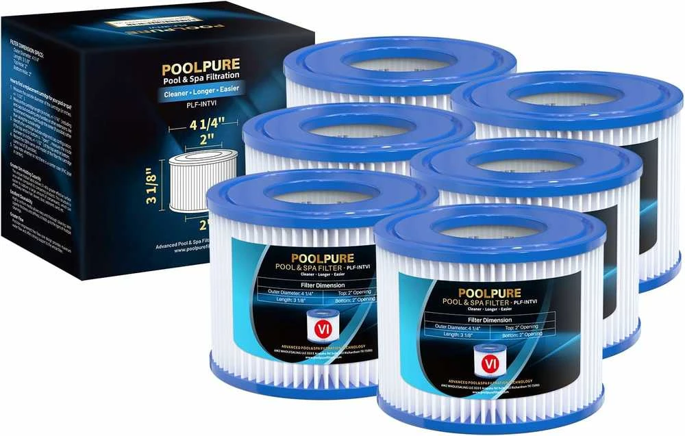 POOLPURE VI tipo filtro kasetės baseinams, 10,5 x 7,9 cm, 6 vnt., PLF-INTV1