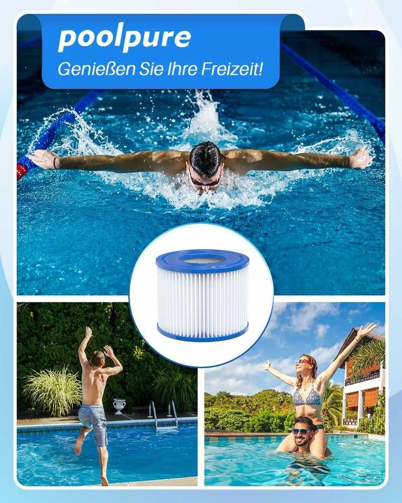 POOLPURE VI tipo filtro kasetės baseinams, 10,5 x 7,9 cm, 6 vnt., PLF-INTV1