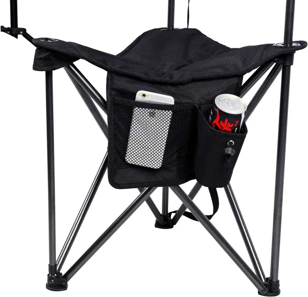 Portal sulankstoma kempingo kėdutė su atlošu, plieno rėmas, 81 × 11 × 11 cm, 2kg, juoda, Portal-CampingChair-01