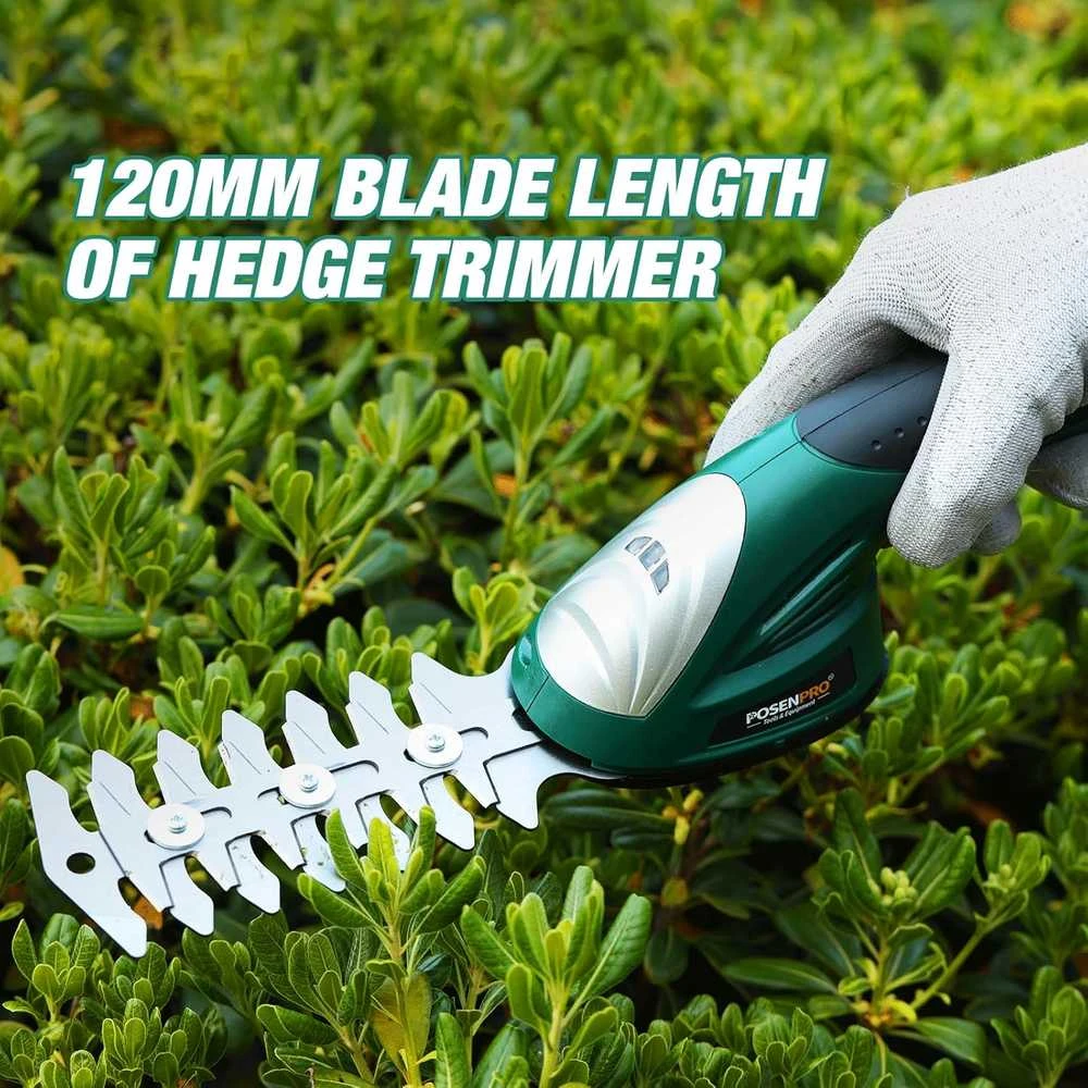 POSENPRO akumuliatorinės žolės ir gyvatvorių žirklės 2in1, 7.2V, ABS, 120 mm peilis, PGHT7.2