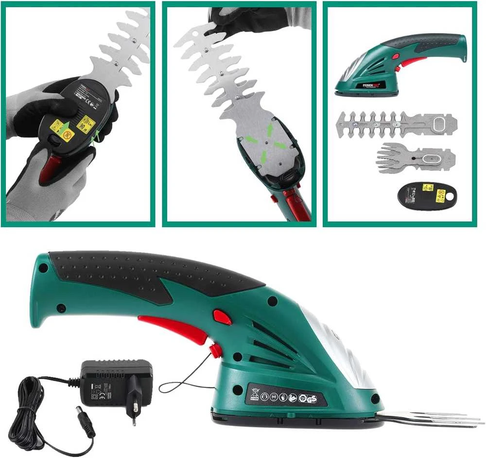 POSENPRO akumuliatorinės žolės ir gyvatvorių žirklės 2in1, 7.2V, ABS, 120 mm peilis, PGHT7.2