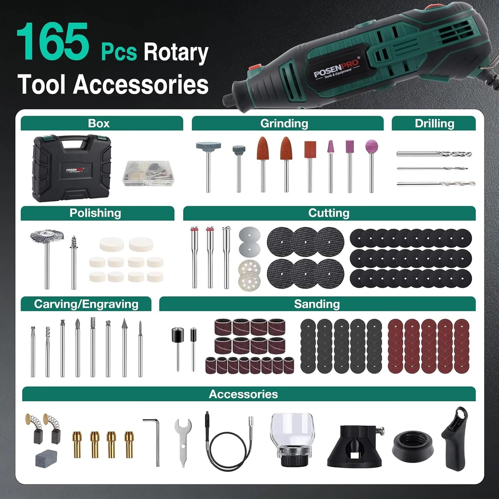 POSENPRO daugiafunkcis rotacinis įrankis 160 W, 8000–33000 aps./min., PPRT14GV
