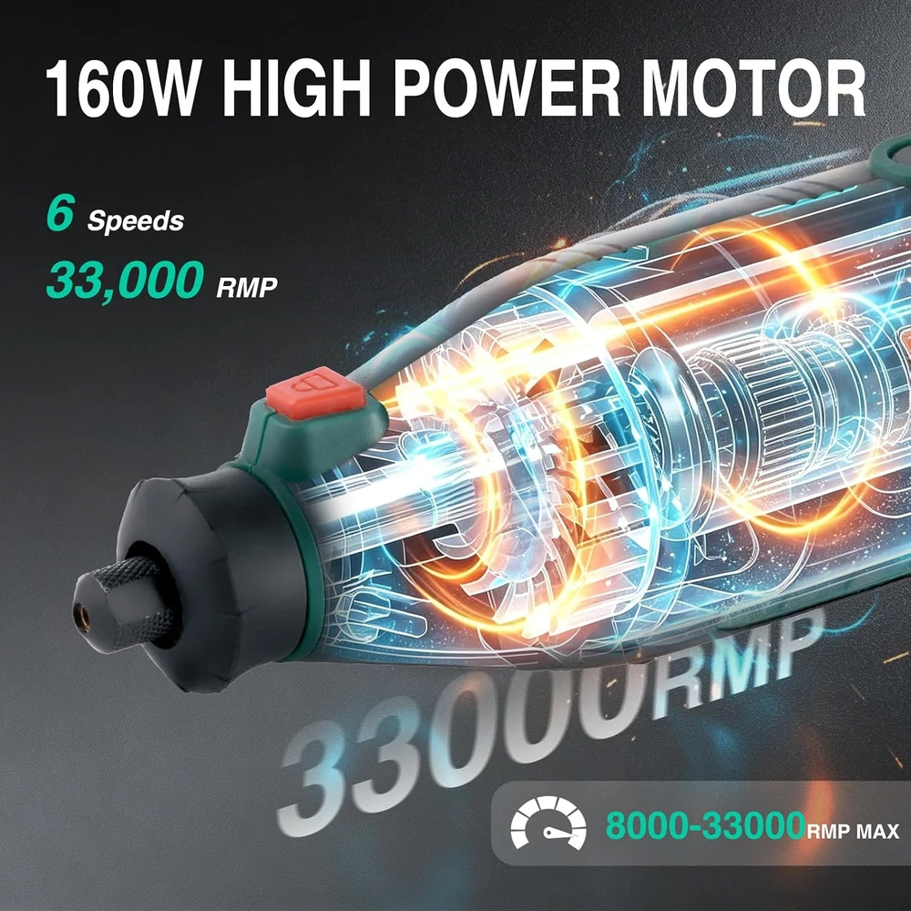 POSENPRO daugiafunkcis rotacinis įrankis 160 W, 8000–33000 aps./min., PPRT14GV