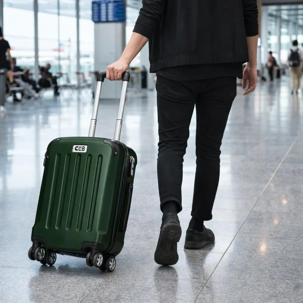 Kelioninis POSH kietas lagaminas ABS, 36 l talpos, 55 x 40 x 20 cm, 4 ratukai, tamsiai žalias