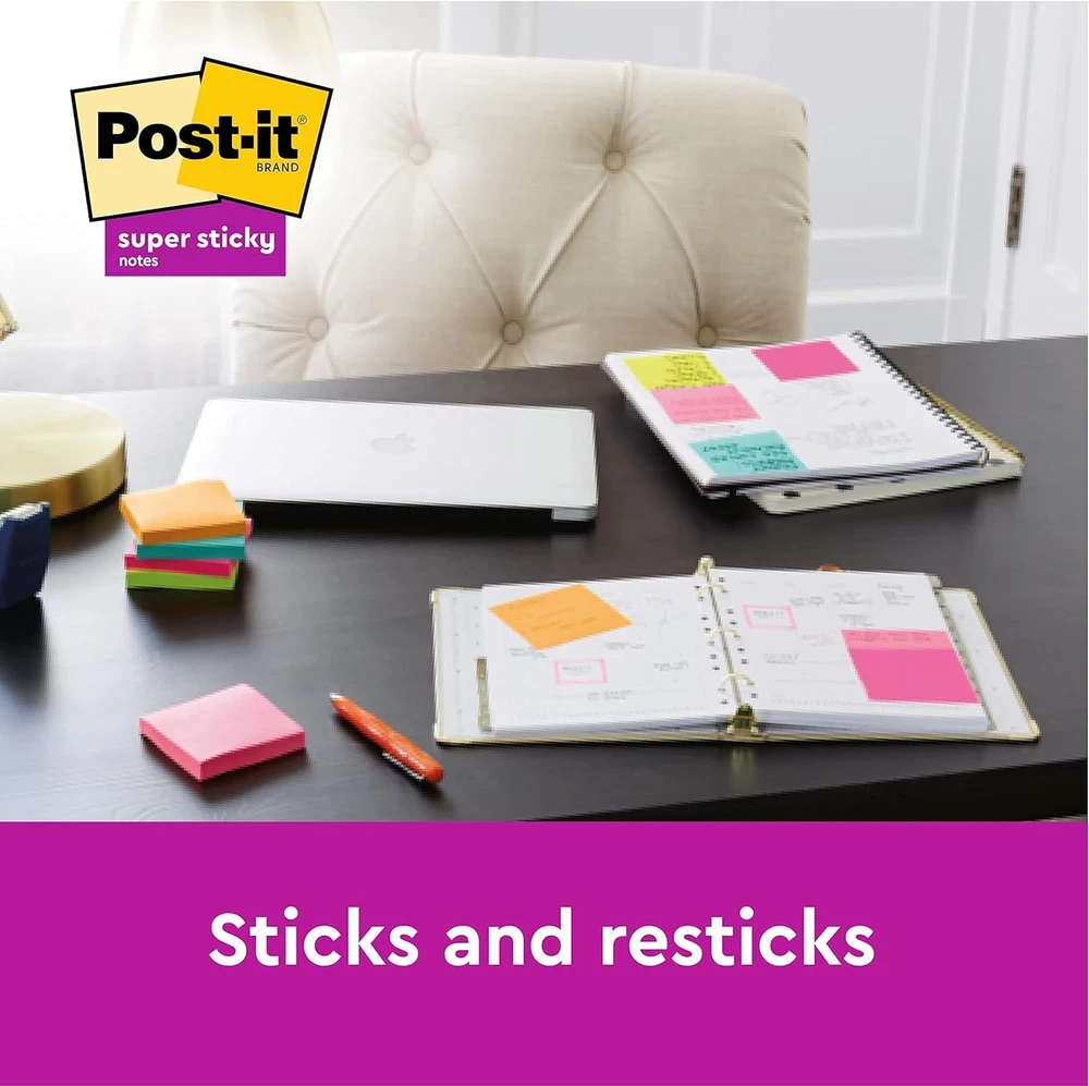 Lipnūs lapeliai 3M Post-it® Super Sticky Soulful 76mmx76mm 6vnt. po 90 lapelių