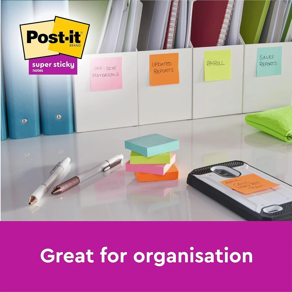 Lipnūs lapeliai 3M Post-it® Super Sticky Soulful 76mmx76mm 6vnt. po 90 lapelių