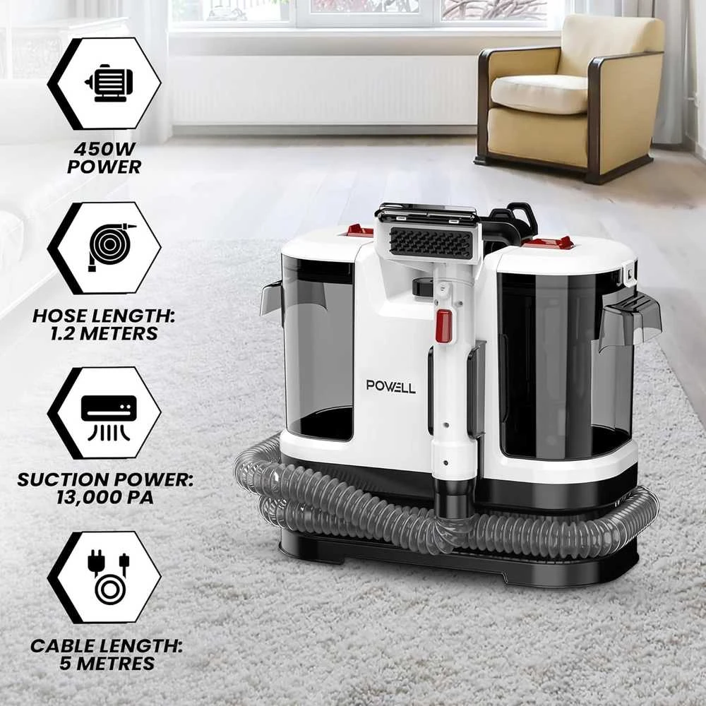 Powell plaunantis dulkių siurblys 450 W, 1,3 l talpa, kilimams ir apmušalams, POW-TARIJ-WT
