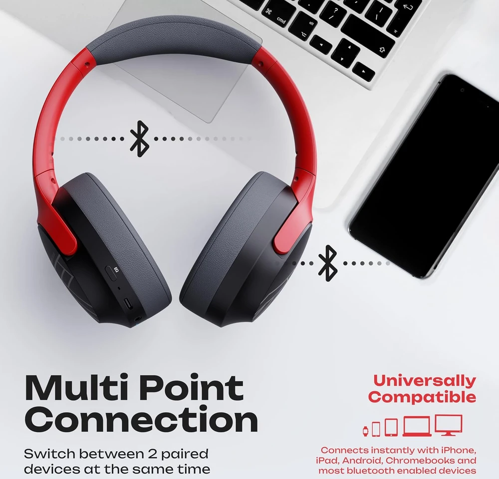 PowerLocus belaidės ant ausų dedamos Bluetooth ausinės su mikrofonu Boom