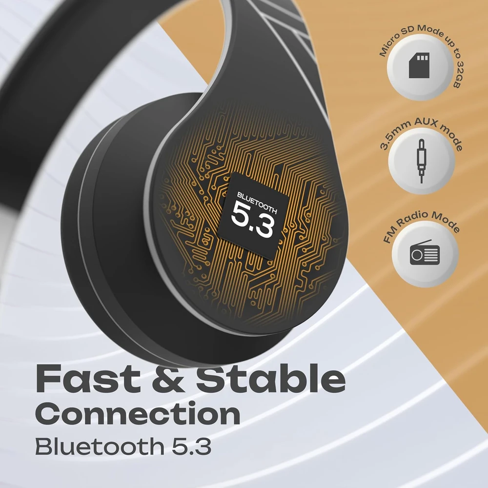 PowerLocus belaidės ant ausų dedamos Bluetooth ausinės su mikrofonu ir 3,5 mm jungtimi P1