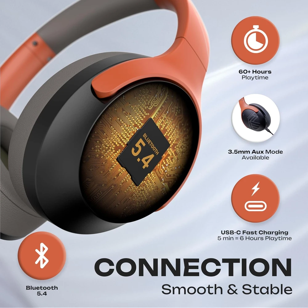 PowerLocus belaidės aplink ausis dedamos Bluetooth 5.3 ausinės Boom