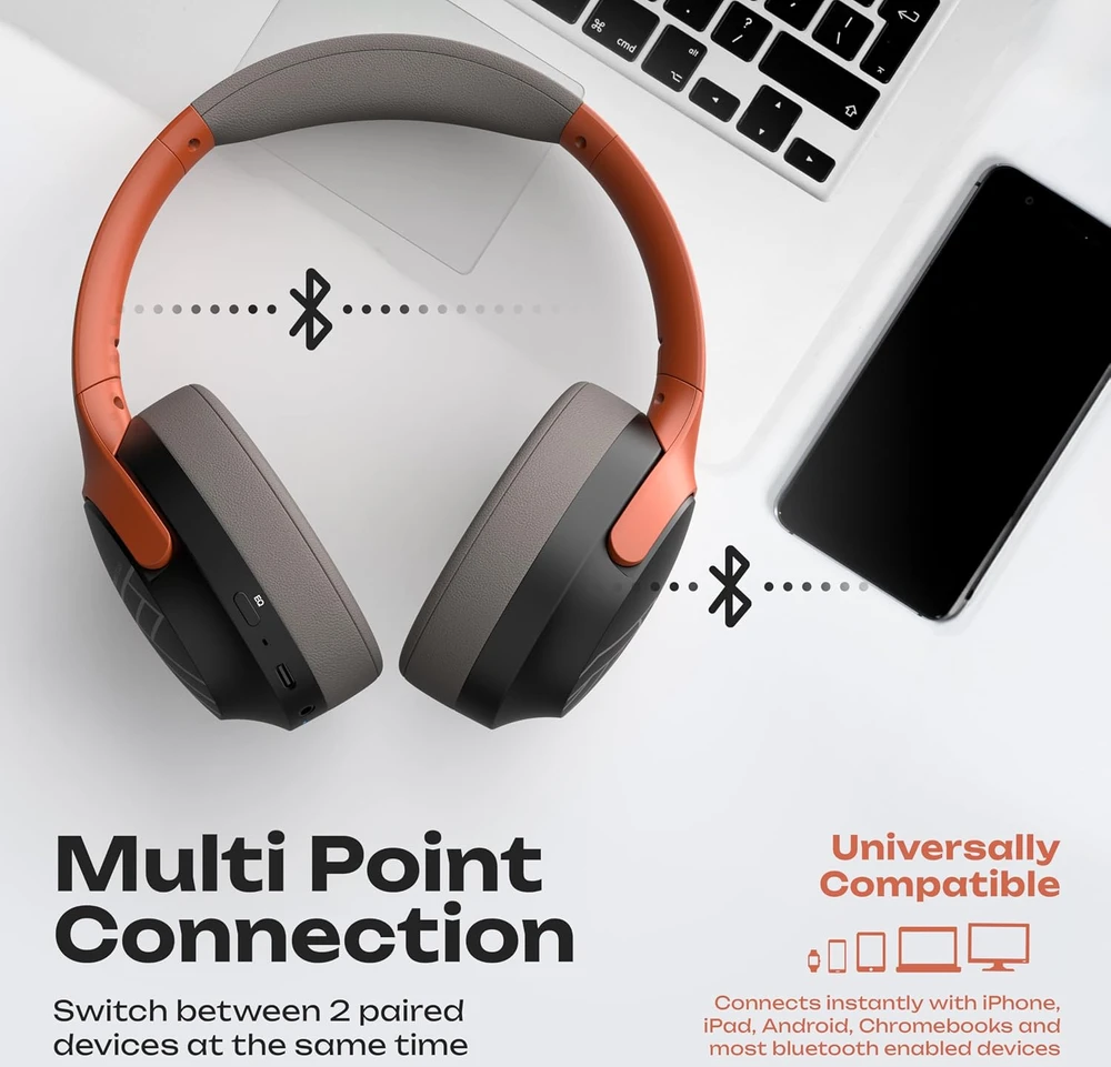 PowerLocus belaidės aplink ausis dedamos Bluetooth 5.3 ausinės Boom