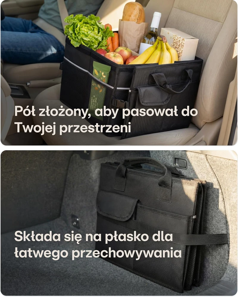 Praknu automobilio bagažinės organizatorius 45 l su dangčiu, 3 skyriais, modelis 7770668