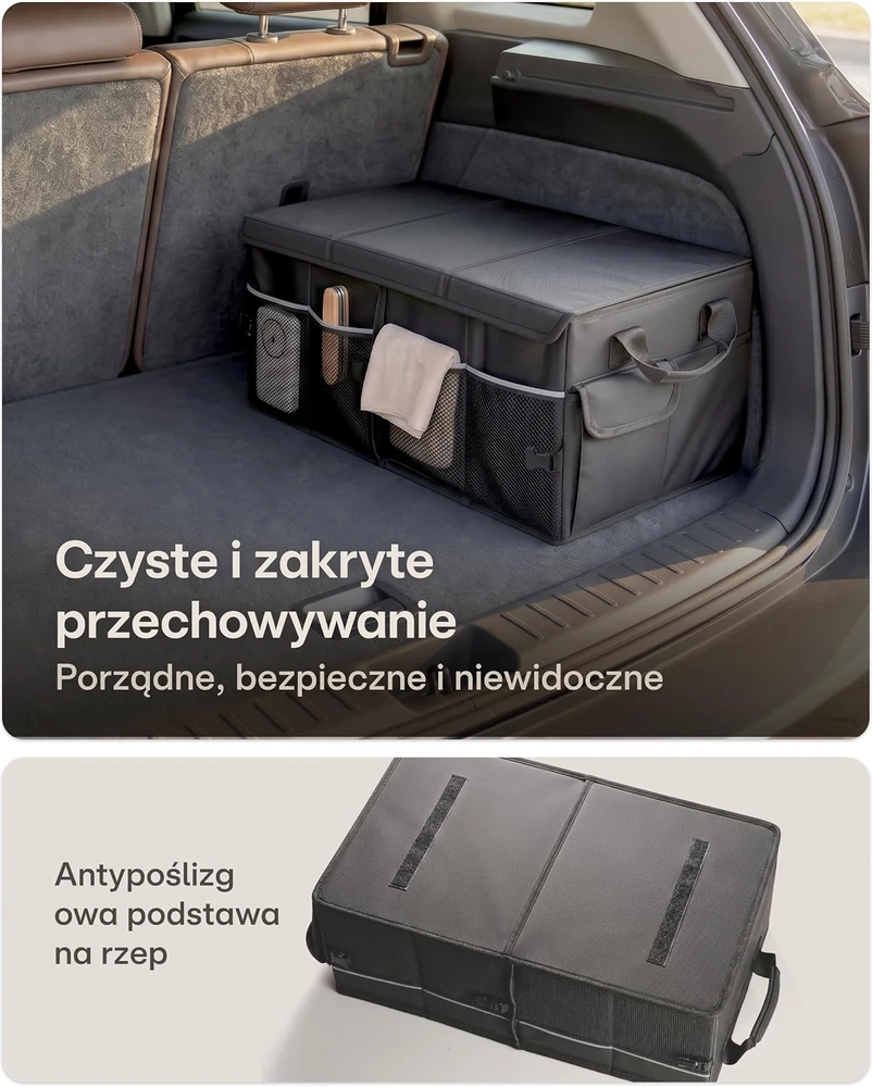 Praknu automobilio bagažinės organizatorius 45 l su dangčiu, 3 skyriais, modelis 7770668