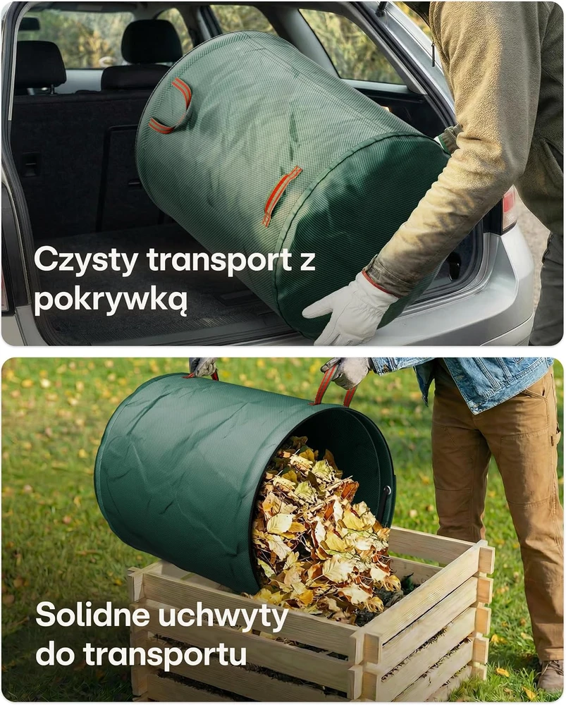 Praknu daugkartiniai sodo atliekų maišai su dangčiu ir rankenomis, 2 x 500 l