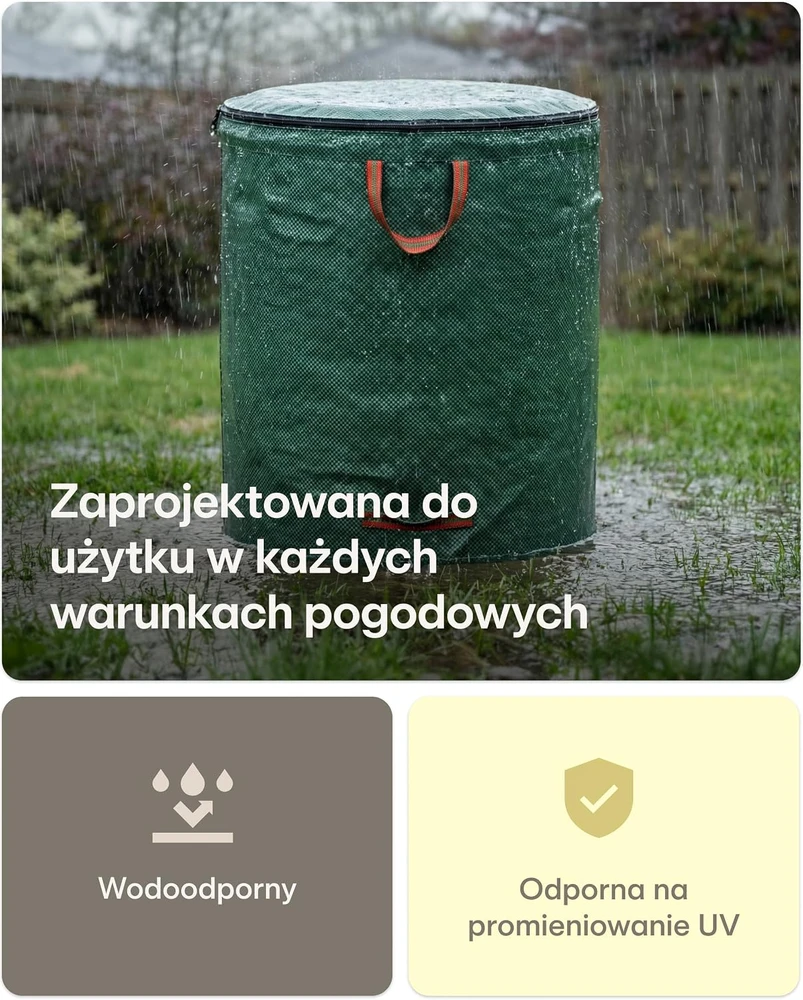 Praknu daugkartiniai sodo atliekų maišai su dangčiu ir rankenomis, 2 x 500 l
