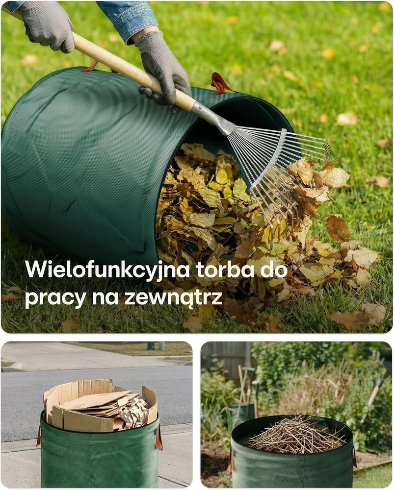 Praknu daugkartiniai sodo atliekų maišai su dangčiu ir rankenomis, 2 x 500 l