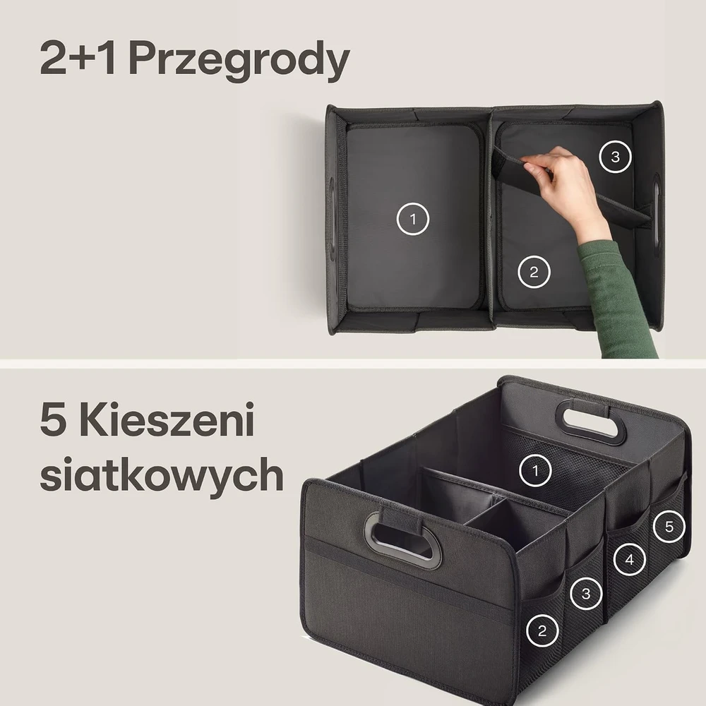 Praknu sulankstomas automobilio bagažinės organizatorius 40 l, 3 skyriai, 7770631