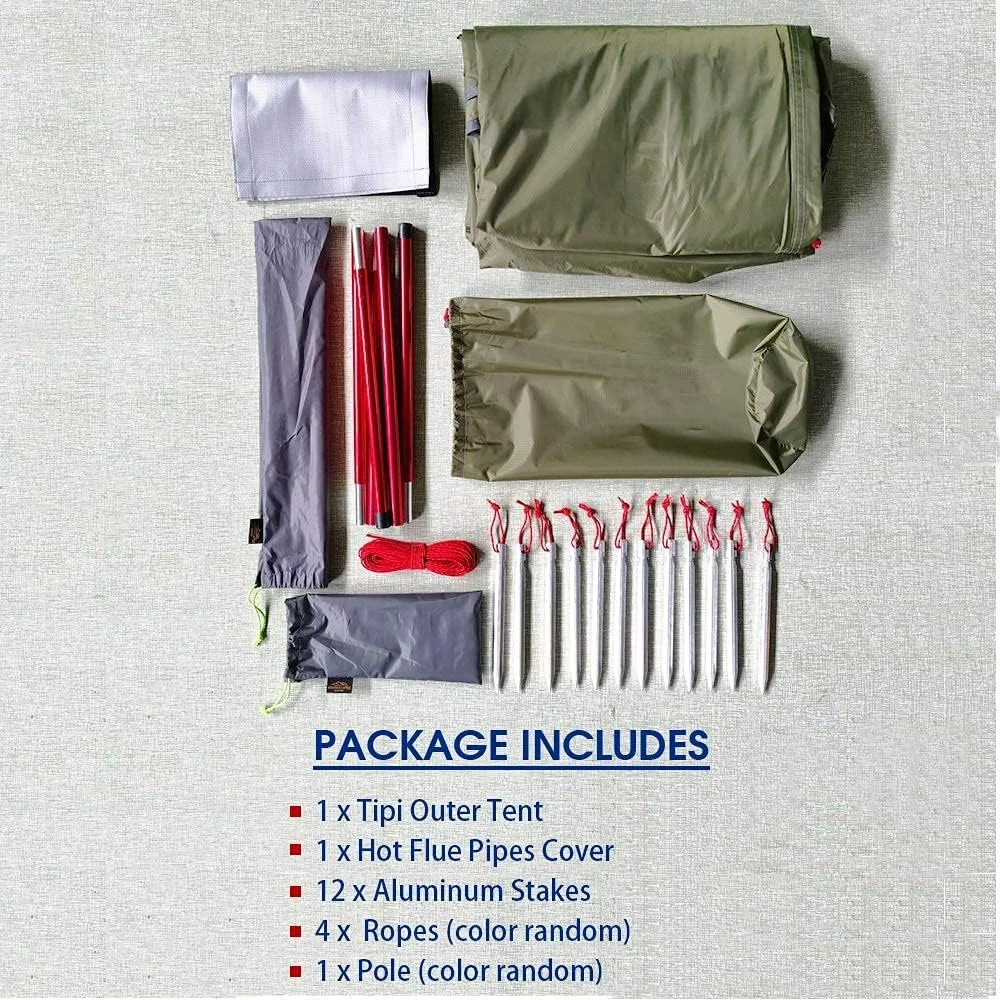 Preself Tipi palapinė 4 asmenims, atspari vandeniui, ventiliuojama, su krosnies angos funkcija, 2,3kg