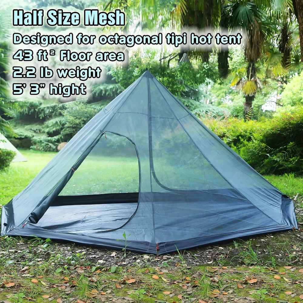 Preself tipi palapinė 4 asmenims, lengva, su krosnies anga, aukštis 220 cm, 4 sezonų