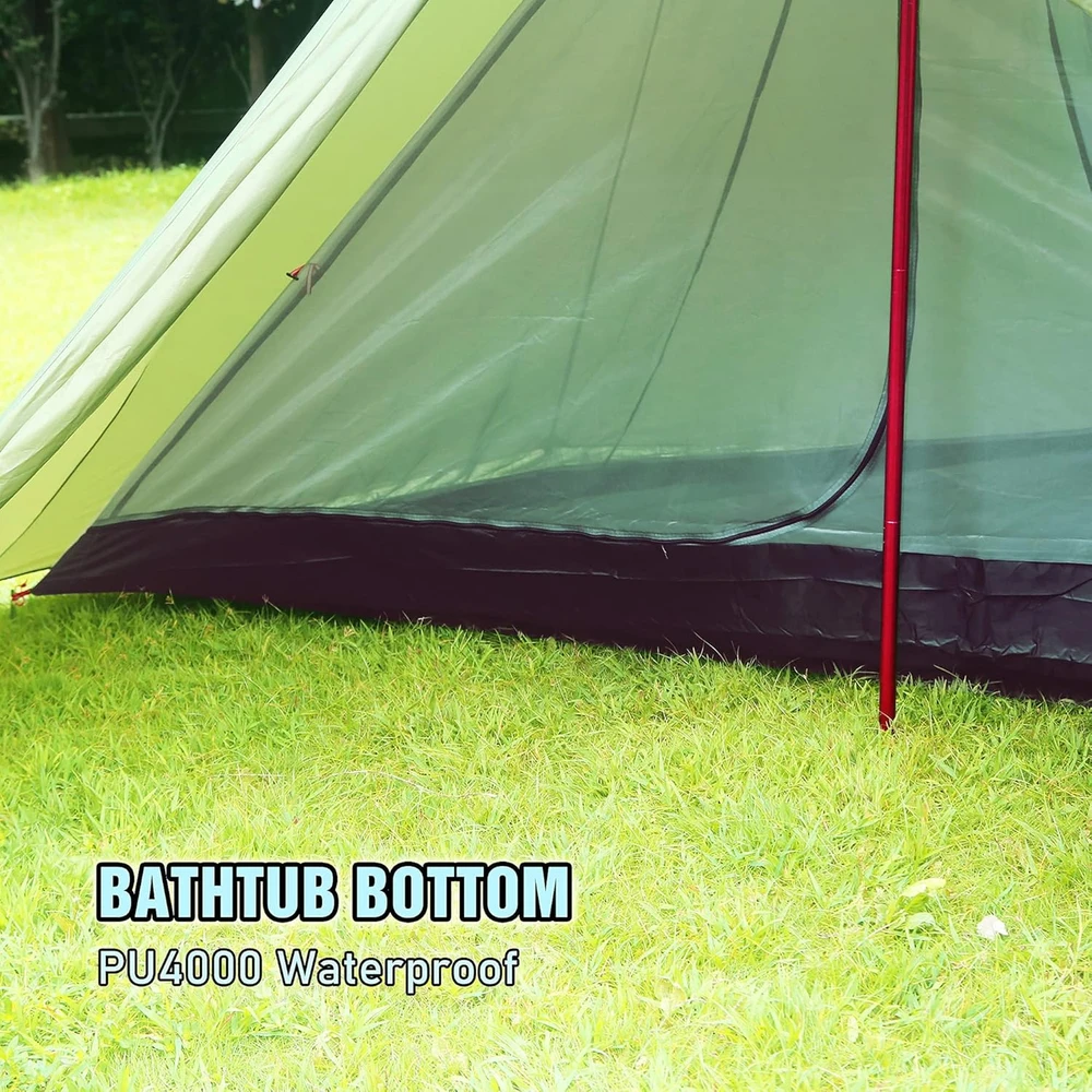 Preself tipi palapinė 4 asmenims, lengva, su krosnies anga, aukštis 220 cm, 4 sezonų