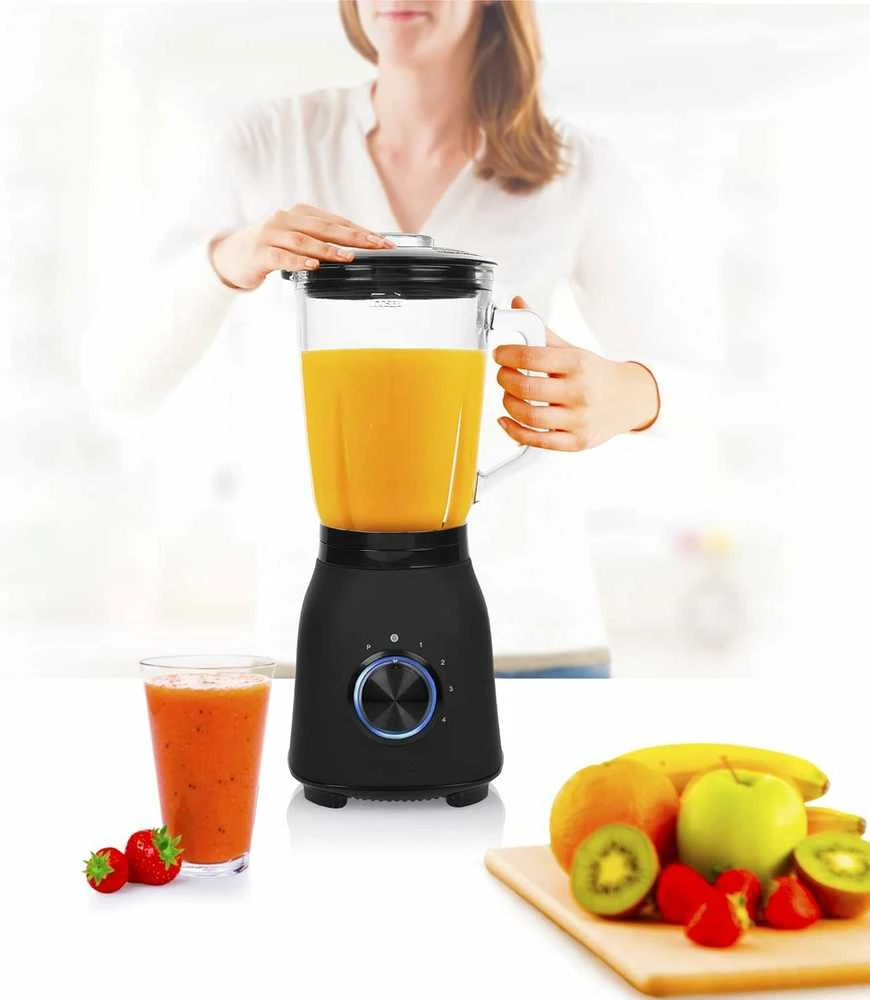Princess stacionarus blenderis, 1000 W, 1,5 l stiklinis ąsotis, 4 greičiai, juodas, nerūdijantis plienas
