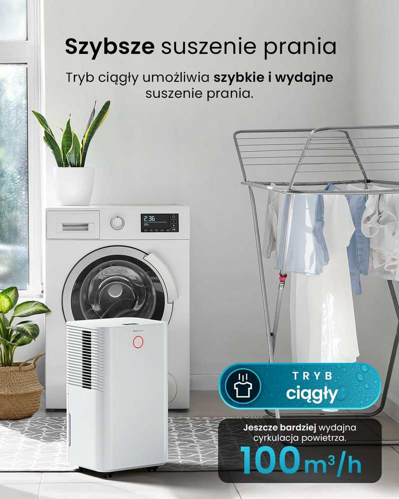 Pro Breeze 12 l/d paros oro sausintuvas su higrostatu, LED ekranu ir 2 l bakeliu, baltas