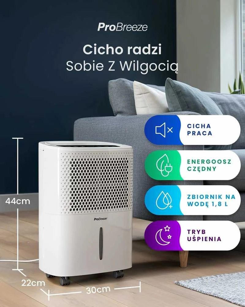 Pro Breeze elektrinis oro sausintuvas, 12 l/para, 1,8 l bakelis, 220 W, PB-06-EU-FBA-2