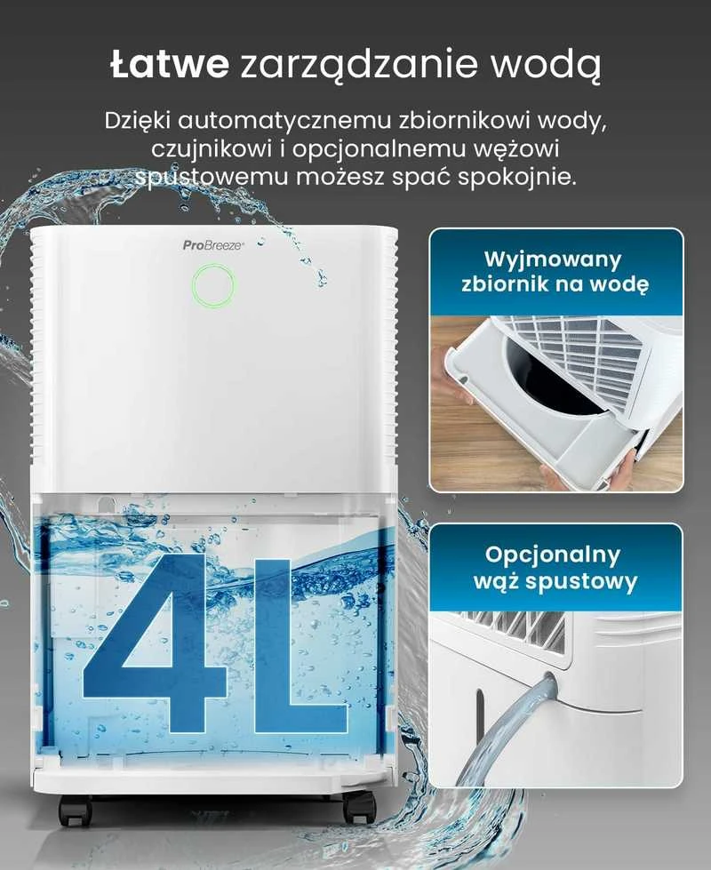 Pro Breeze išmanus kompresorinis oro sausintuvas 20 l/para su 4 l bakeliu PB-D-24-WF