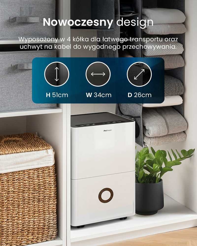 Pro Breeze kompresorinis oro sausintuvas 30 l/24 h su Wi‑Fi, 4 l bakeliu ir higrostatu