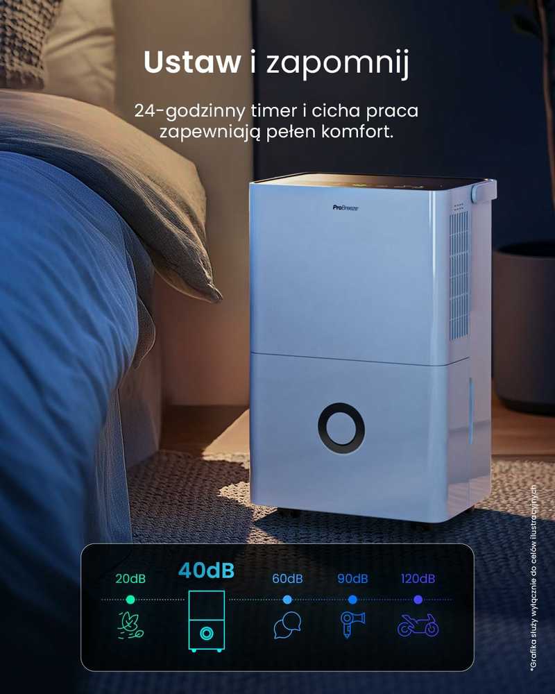 Pro Breeze kompresorinis oro sausintuvas 30 l/24 h su Wi‑Fi, 4 l bakeliu ir higrostatu