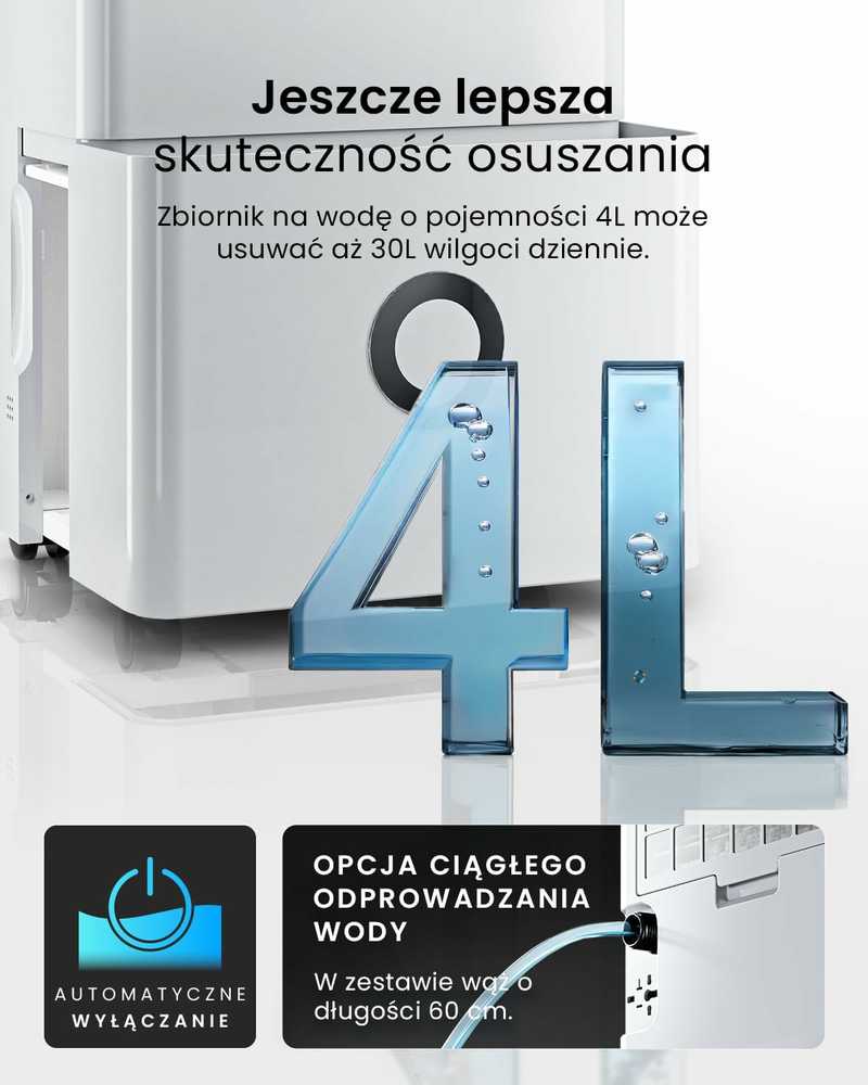 Pro Breeze kompresorinis oro sausintuvas 30 l/24 h su Wi‑Fi, 4 l bakeliu ir higrostatu