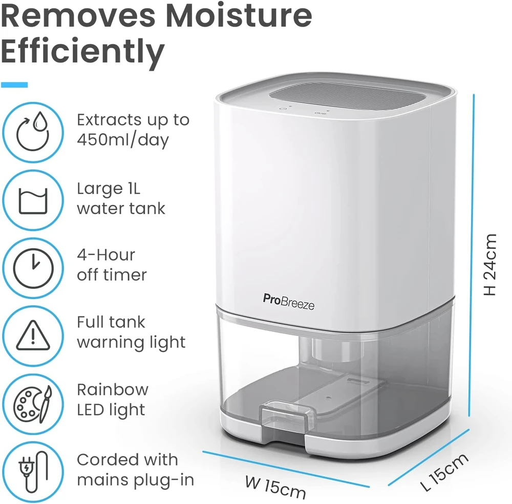 Pro Breeze oro sausintuvas 1 l, 600 ml/d., 36 W su laikmačiu PB-F17W