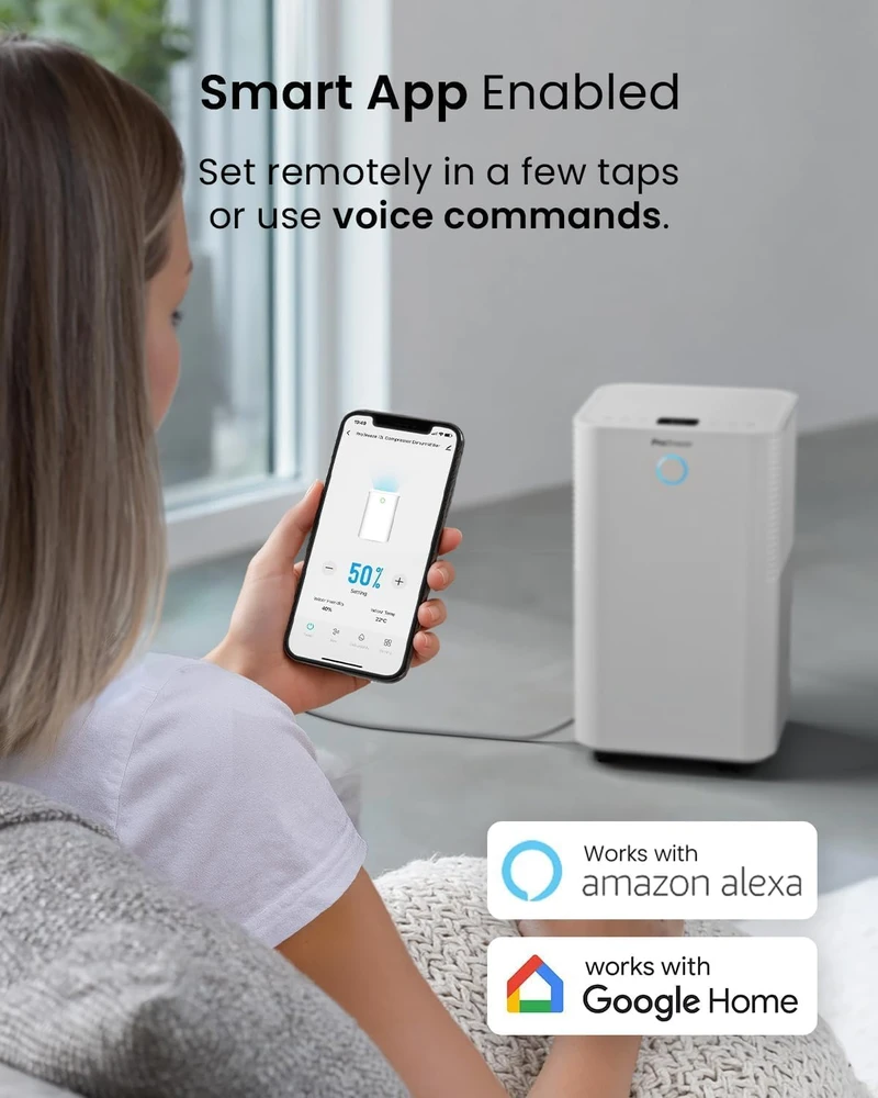 Pro Breeze oro sausintuvas 12 l per parą su Wi-Fi valdymu ir drėgmės jutikliu PB-D-18-WF