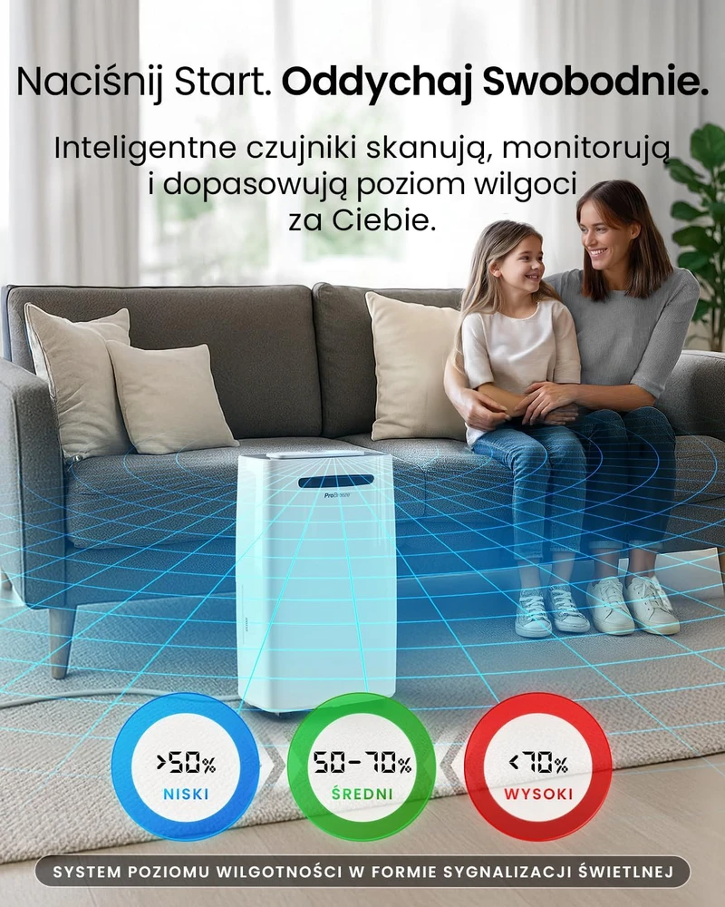 Pro Breeze oro sausintuvas 20 l per dieną su skaitmeniniu drėgmės ekranu PB-D-08W-W-EU