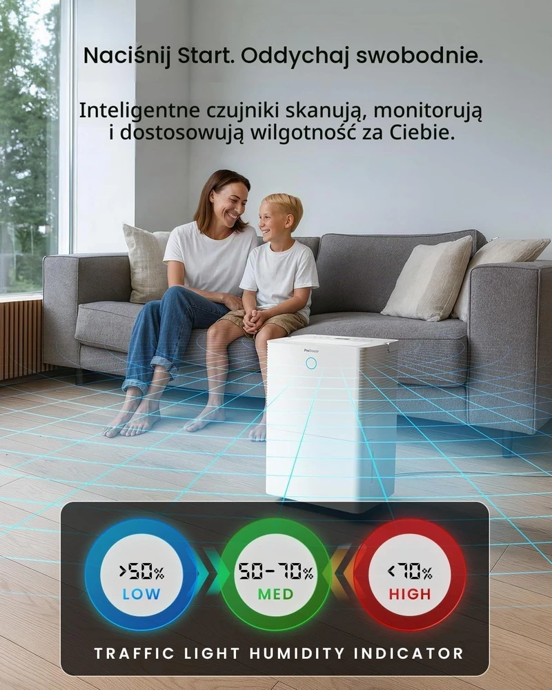 Pro Breeze oro sausintuvas 40 l per parą su Wi-Fi ir drėgmės jutikliu PB-D-32W-W
