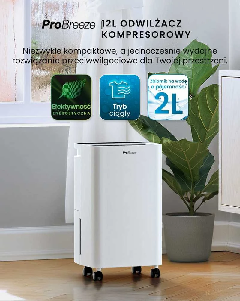 Pro Breeze PB-D-27 kompresorinis oro sausintuvas 12 l/24 h, 2 l bakelis, baltas