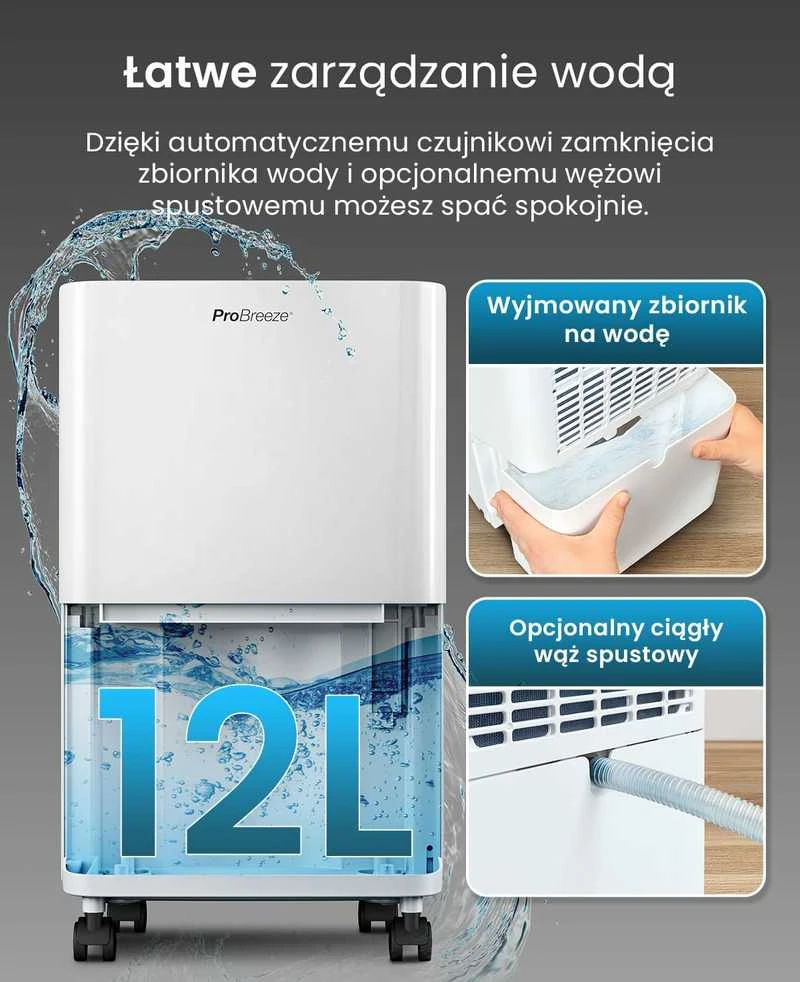 Pro Breeze PB-D-27 kompresorinis oro sausintuvas 12 l/24 h, 2 l bakelis, baltas
